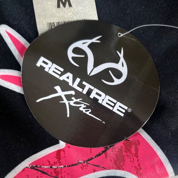 Realtree Camo Logo Short Sleeve Tshirt Womens Medium Black Pink New Hunting - Picture 7 of 9